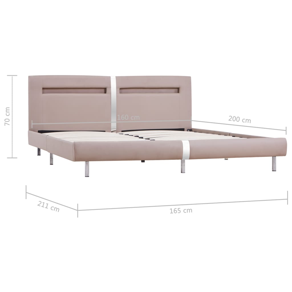 Sängynrunko LED-valolla cappuccino keinonahka 150x200 cm - Sisustajankoti.fi