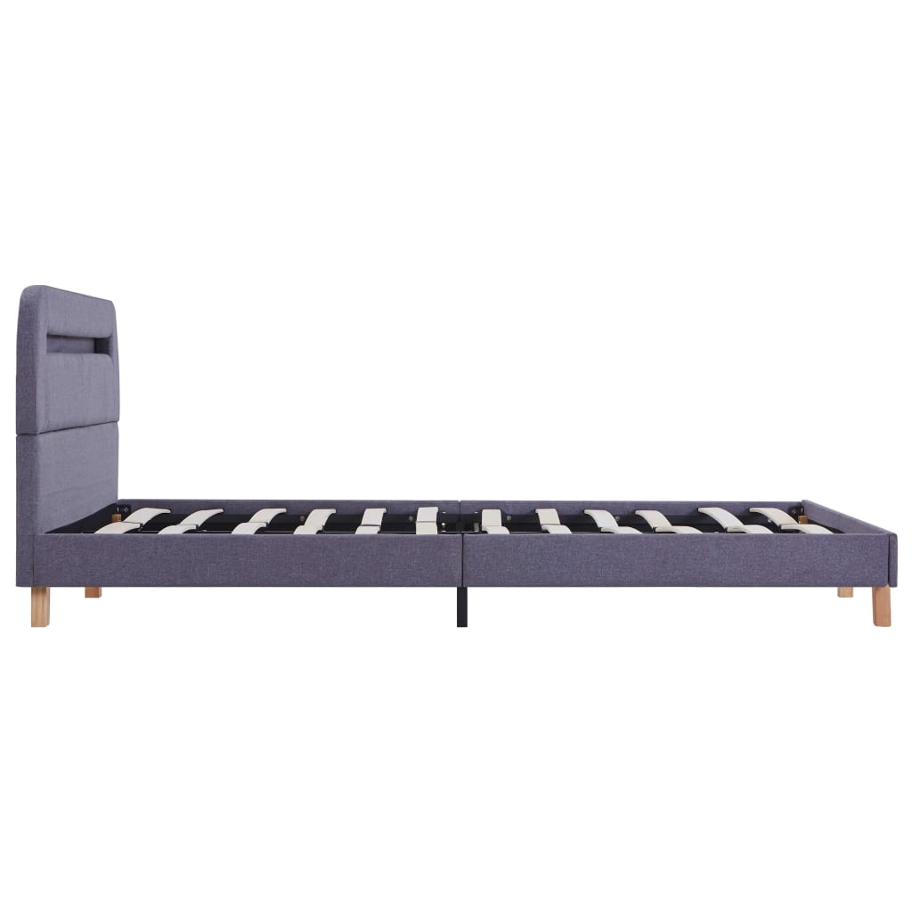 Sängynrunko LED-valolla vaaleanharmaa kangas 135x190 cm - Sisustajankoti.fi
