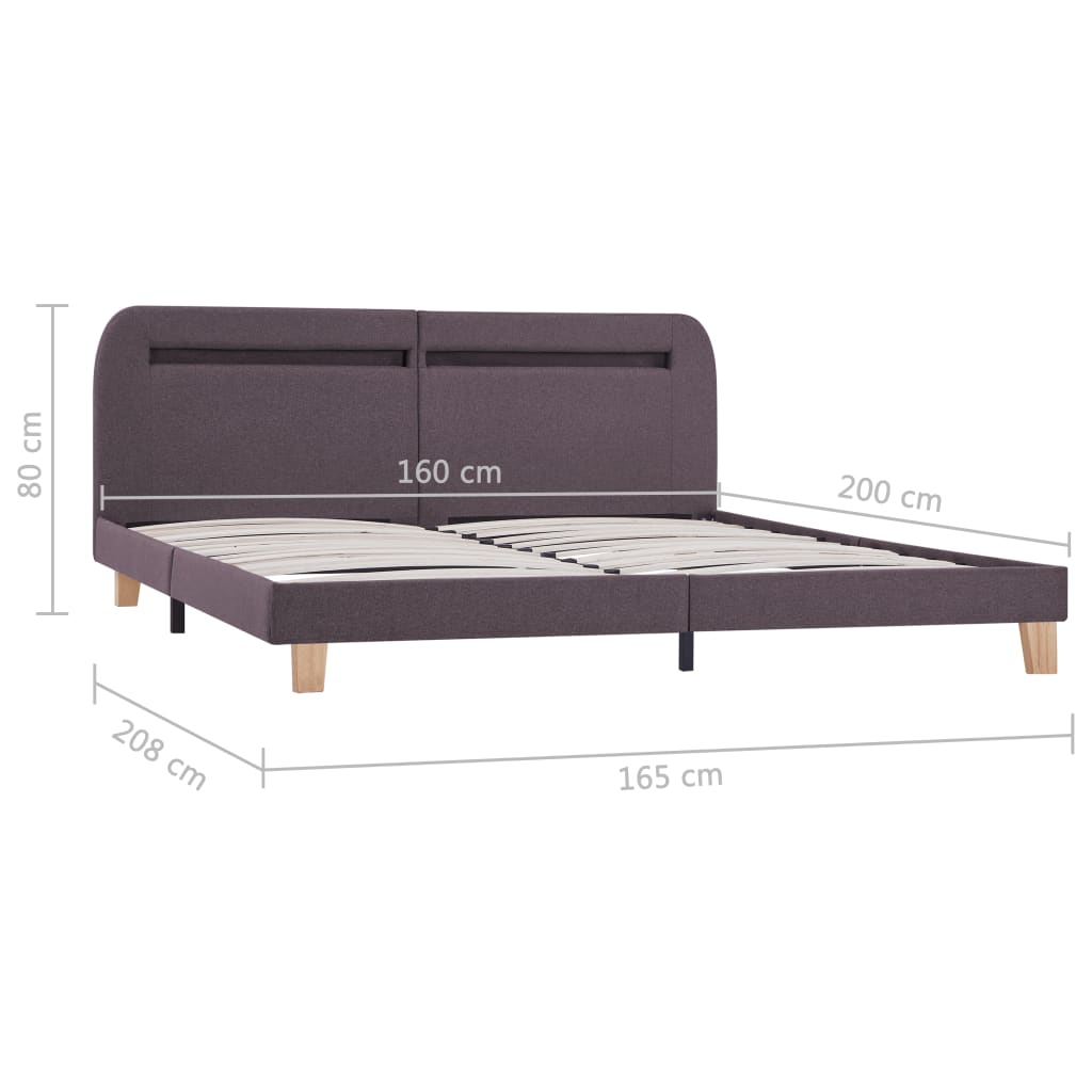 Sängynrunko LED-valolla harmaanruskea kangas 150x200 cm - Sisustajankoti.fi