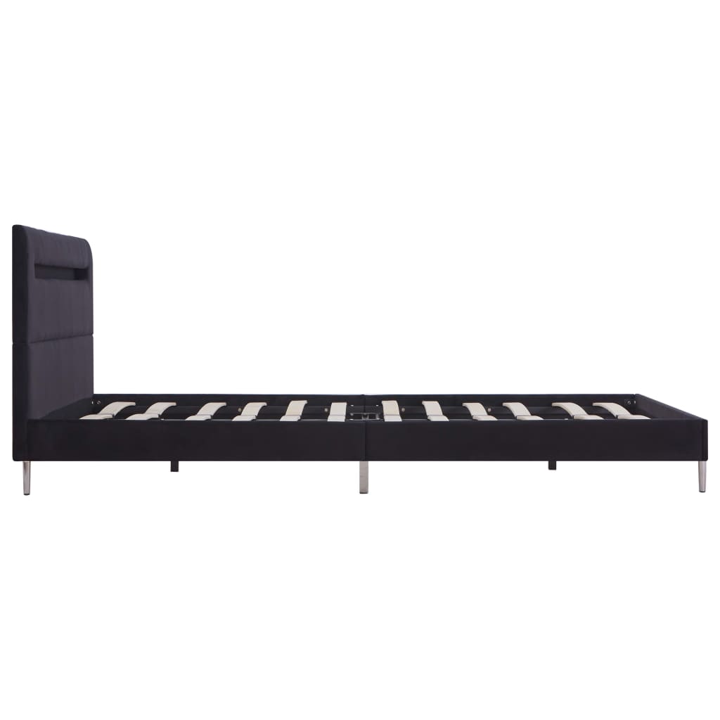 Sängynrunko LED-valolla musta kangas 135x190 cm - Sisustajankoti.fi