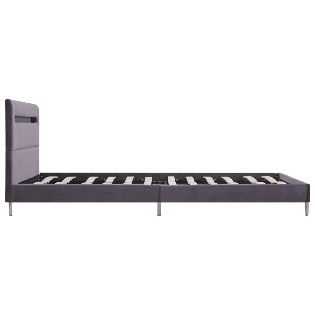 Sängynrunko LED-valolla harmaa kangas 135x190 cm - Sisustajankoti.fi