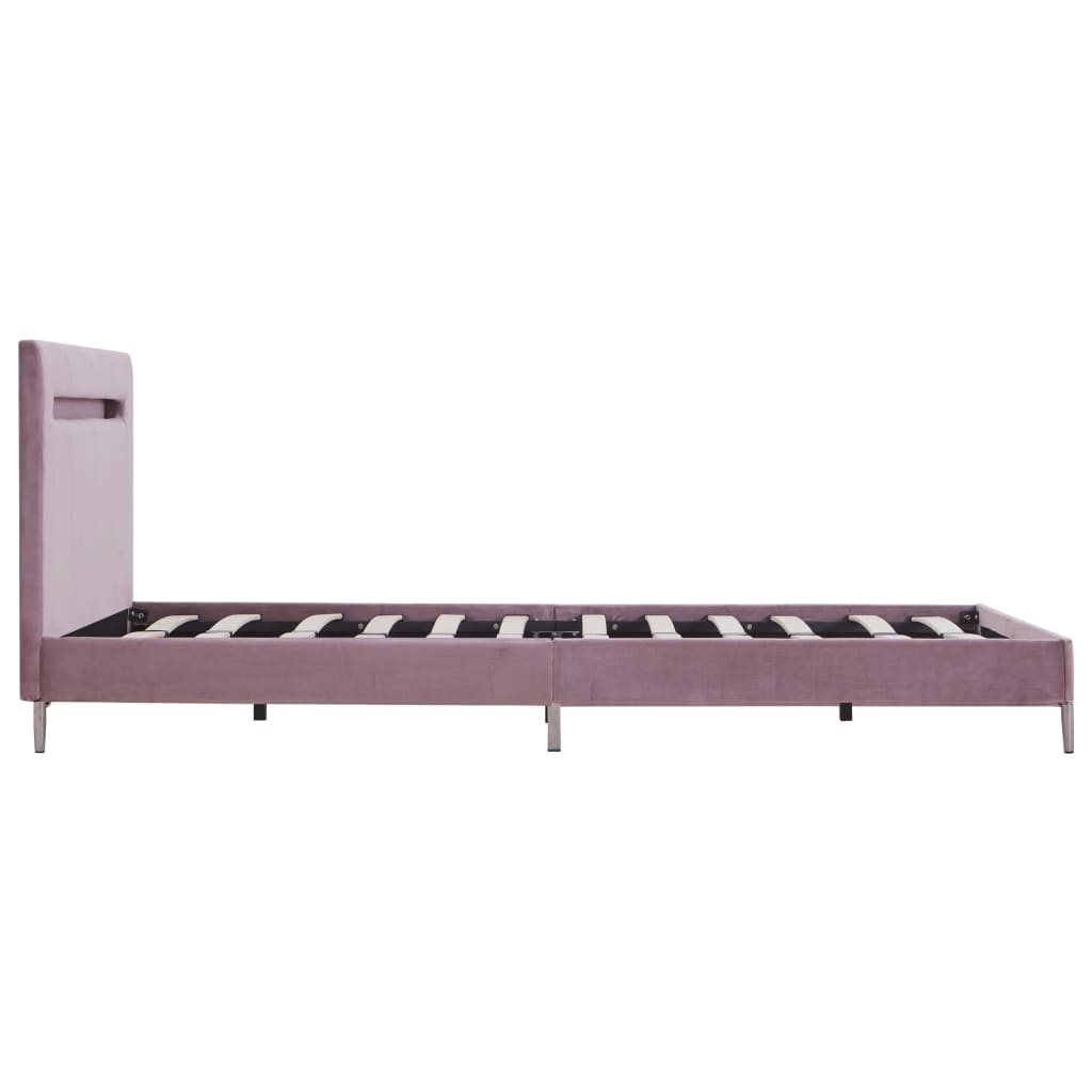 Sängynrunko LED-valolla vaaleanpunainen kangas 135x190 cm - Sisustajankoti.fi