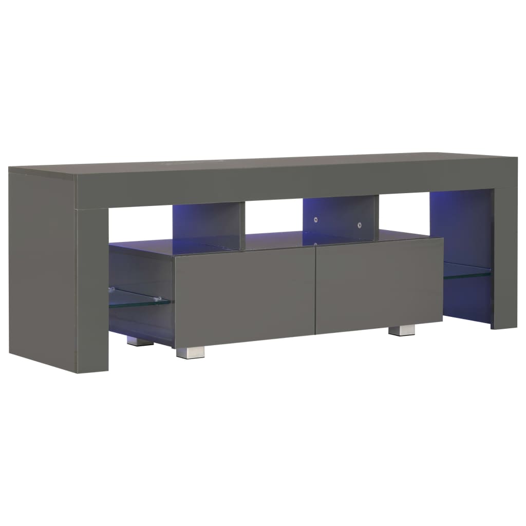 TV-taso LED-valoilla korkeakiilto harmaa 130x35x45 cm - Sisustajankoti.fi