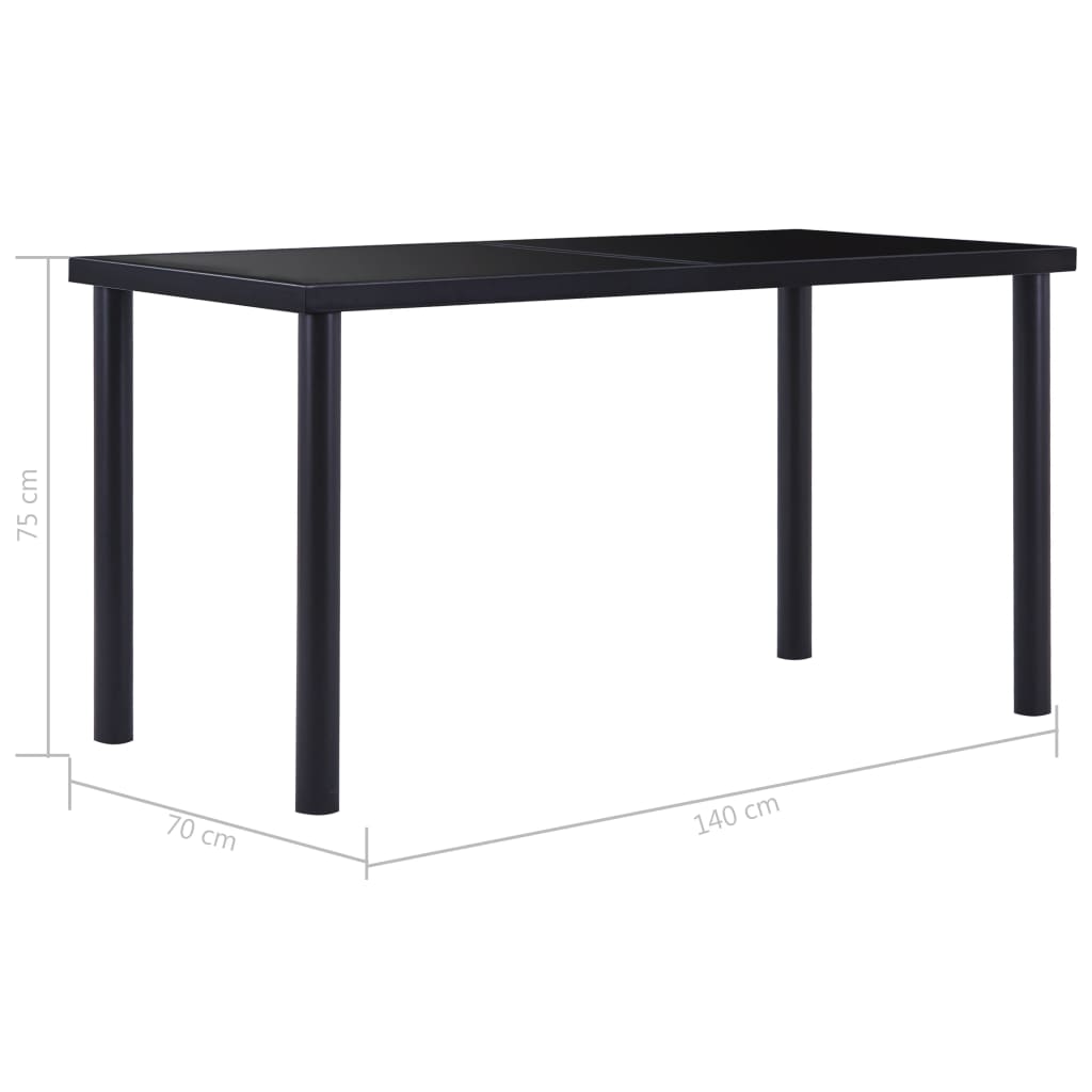 Ruokapöytä musta 140x70x75 cm karkaistu lasi - Sisustajankoti.fi