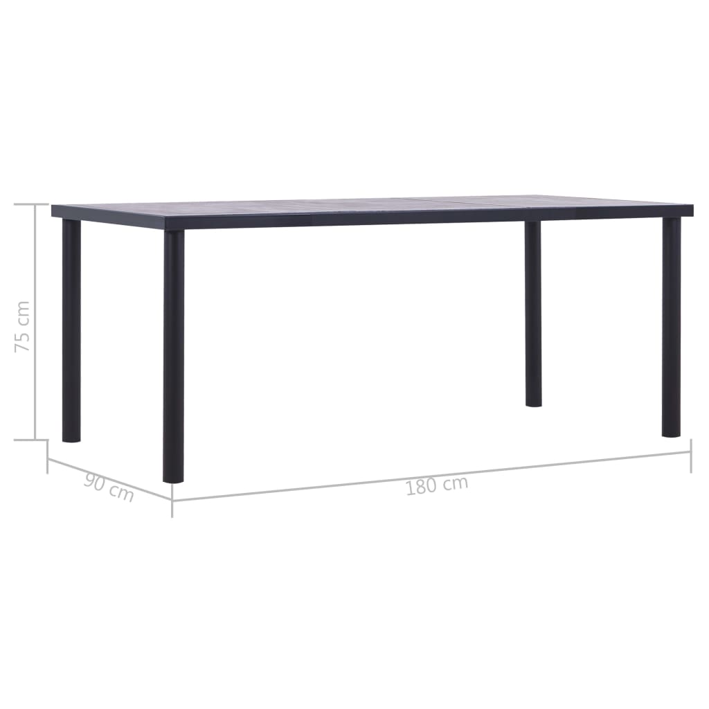 Ruokapöytä musta ja betoninharmaa 180x90x75 cm - Sisustajankoti.fi