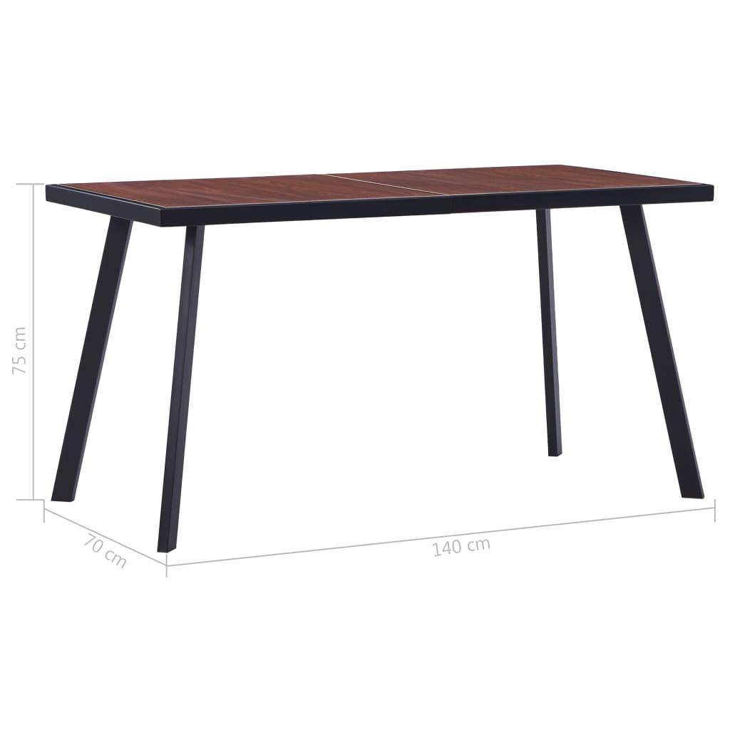 Ruokapöytä tumma puu ja musta 140x70x75 cm MDF - Sisustajankoti.fi