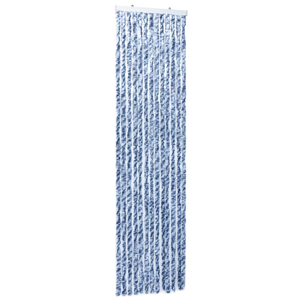 Hyönteisverho sininen, valkoinen ja hopea 56x185 cm Chenille - Sisustajankoti.fi