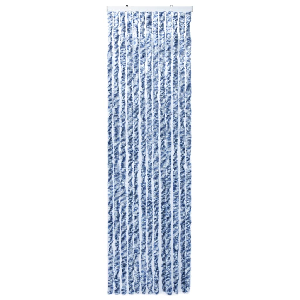 Hyönteisverho sininen, valkoinen ja hopea 56x185 cm Chenille - Sisustajankoti.fi