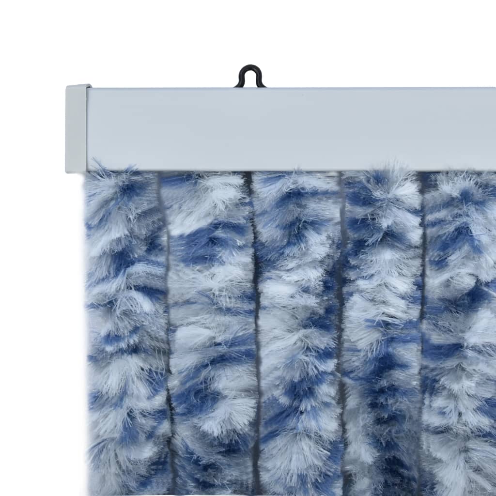 Hyönteisverho sininen, valkoinen ja hopea 56x185 cm Chenille - Sisustajankoti.fi