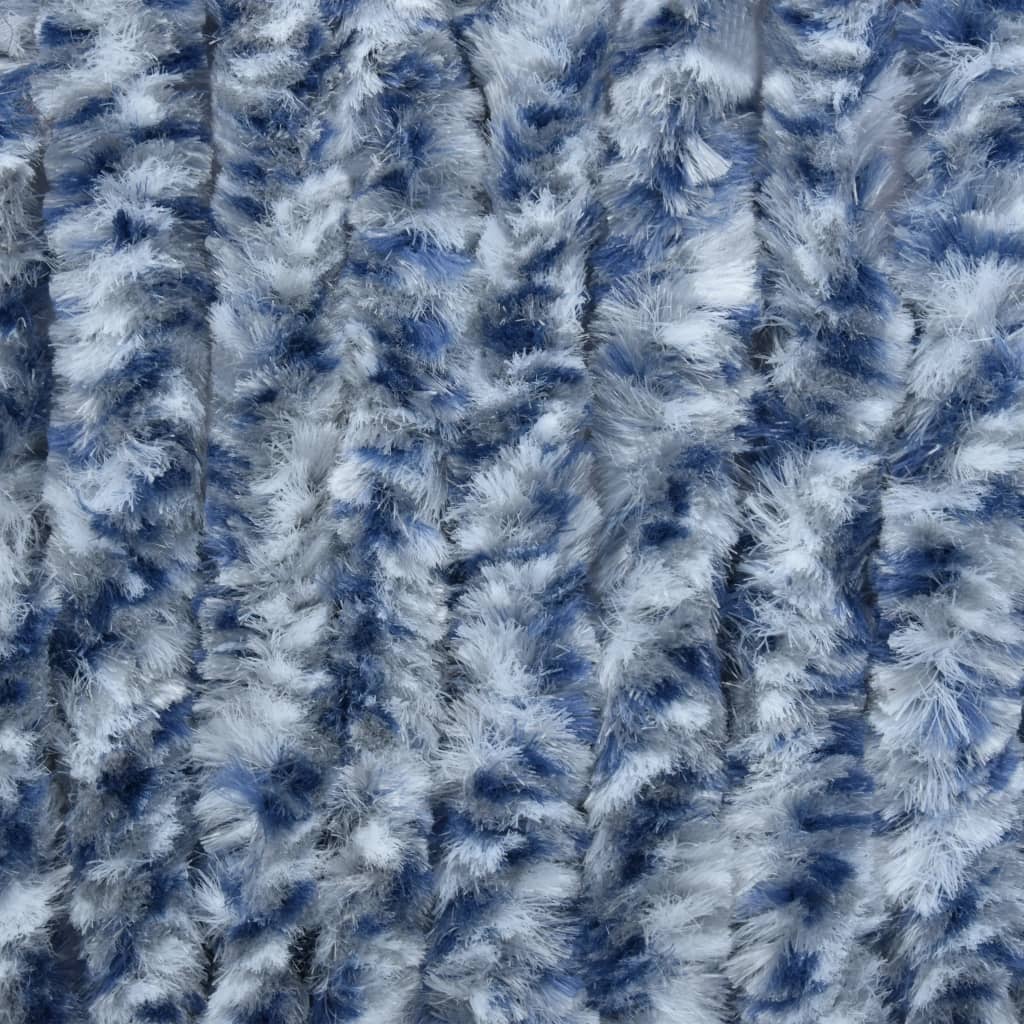 Hyönteisverho sininen, valkoinen ja hopea 56x185 cm Chenille - Sisustajankoti.fi