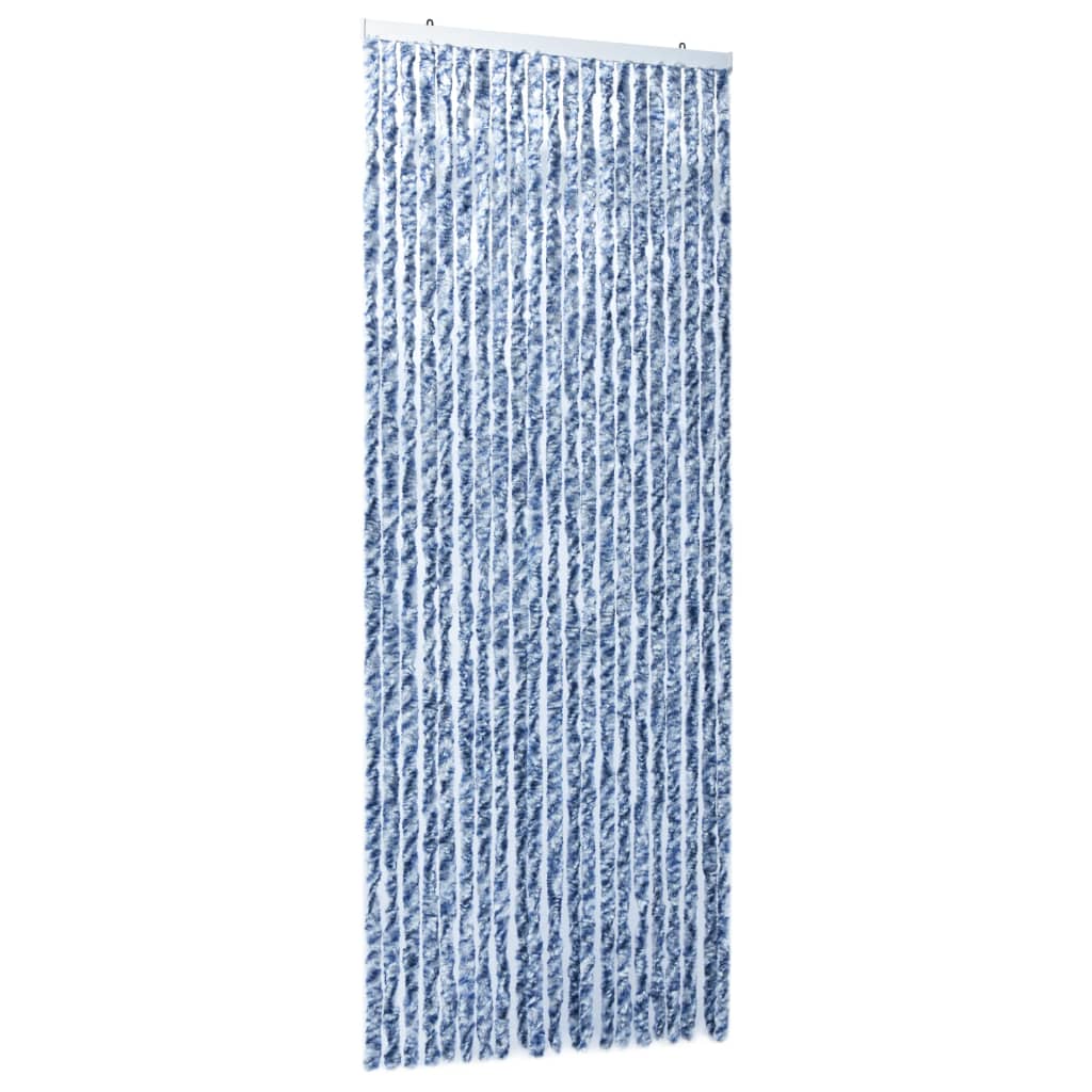 Hyönteisverho sininen, valkoinen ja hopea 90x220 cm Chenille - Sisustajankoti.fi