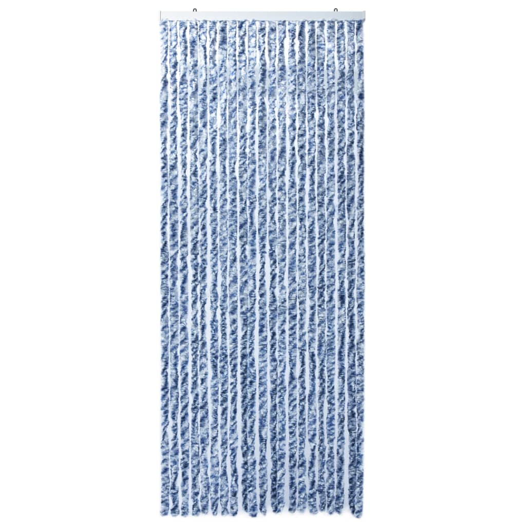 Hyönteisverho sininen, valkoinen ja hopea 90x220 cm Chenille - Sisustajankoti.fi