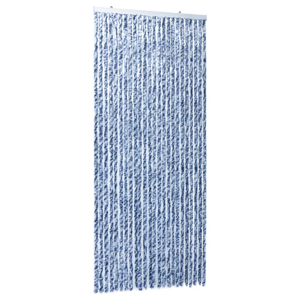 Hyönteisverho sininen, valkoinen ja hopea 100x220 cm Chenille - Sisustajankoti.fi