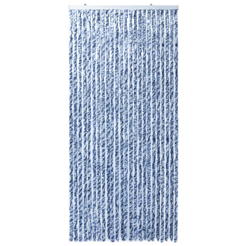 Hyönteisverho sininen, valkoinen ja hopea 100x220 cm Chenille - Sisustajankoti.fi
