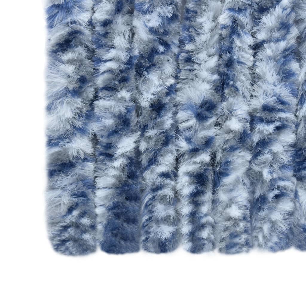 Hyönteisverho sininen, valkoinen ja hopea 100x220 cm Chenille - Sisustajankoti.fi