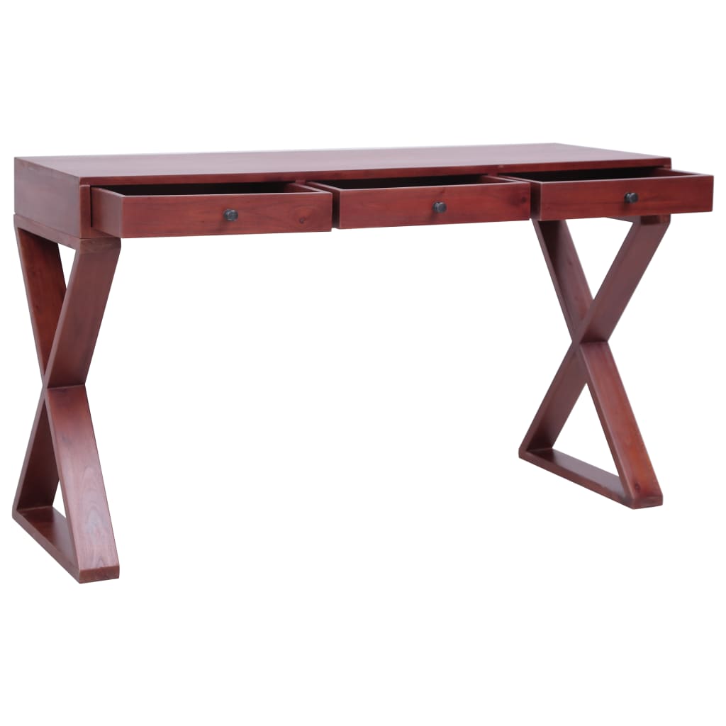 Tietokonepöytä ruskea 132x47x77 cm täysi mahonki - Sisustajankoti.fi