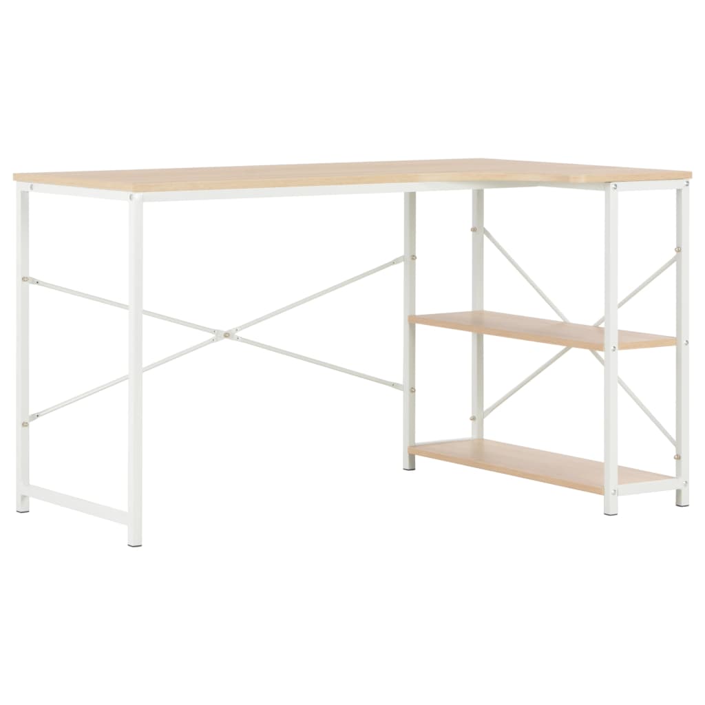 Tietokonepöytä 120x72x70 cm valkoinen ja tammi - Sisustajankoti.fi