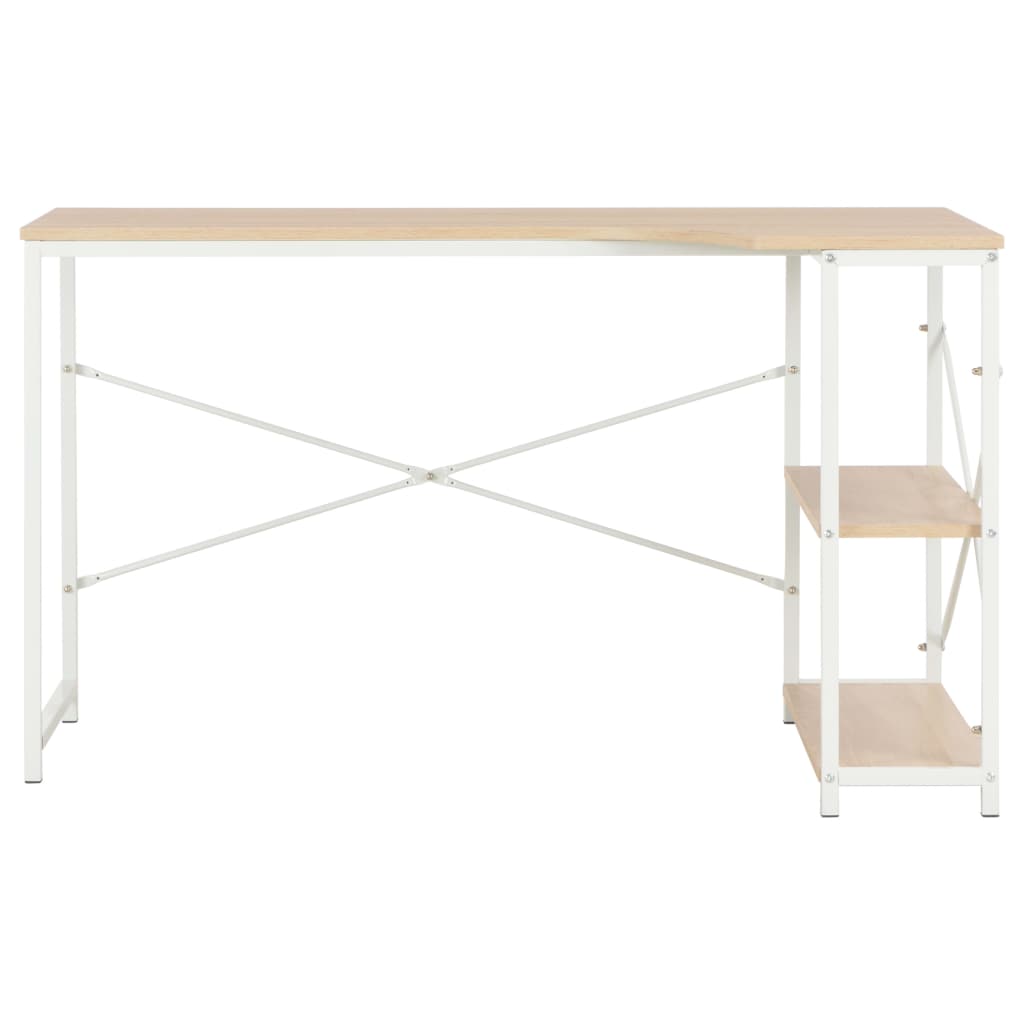 Tietokonepöytä 120x72x70 cm valkoinen ja tammi - Sisustajankoti.fi