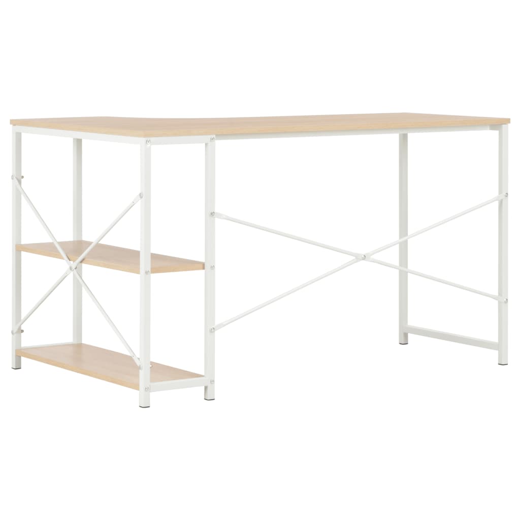 Tietokonepöytä 120x72x70 cm valkoinen ja tammi - Sisustajankoti.fi