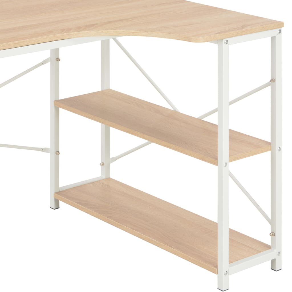 Tietokonepöytä 120x72x70 cm valkoinen ja tammi - Sisustajankoti.fi
