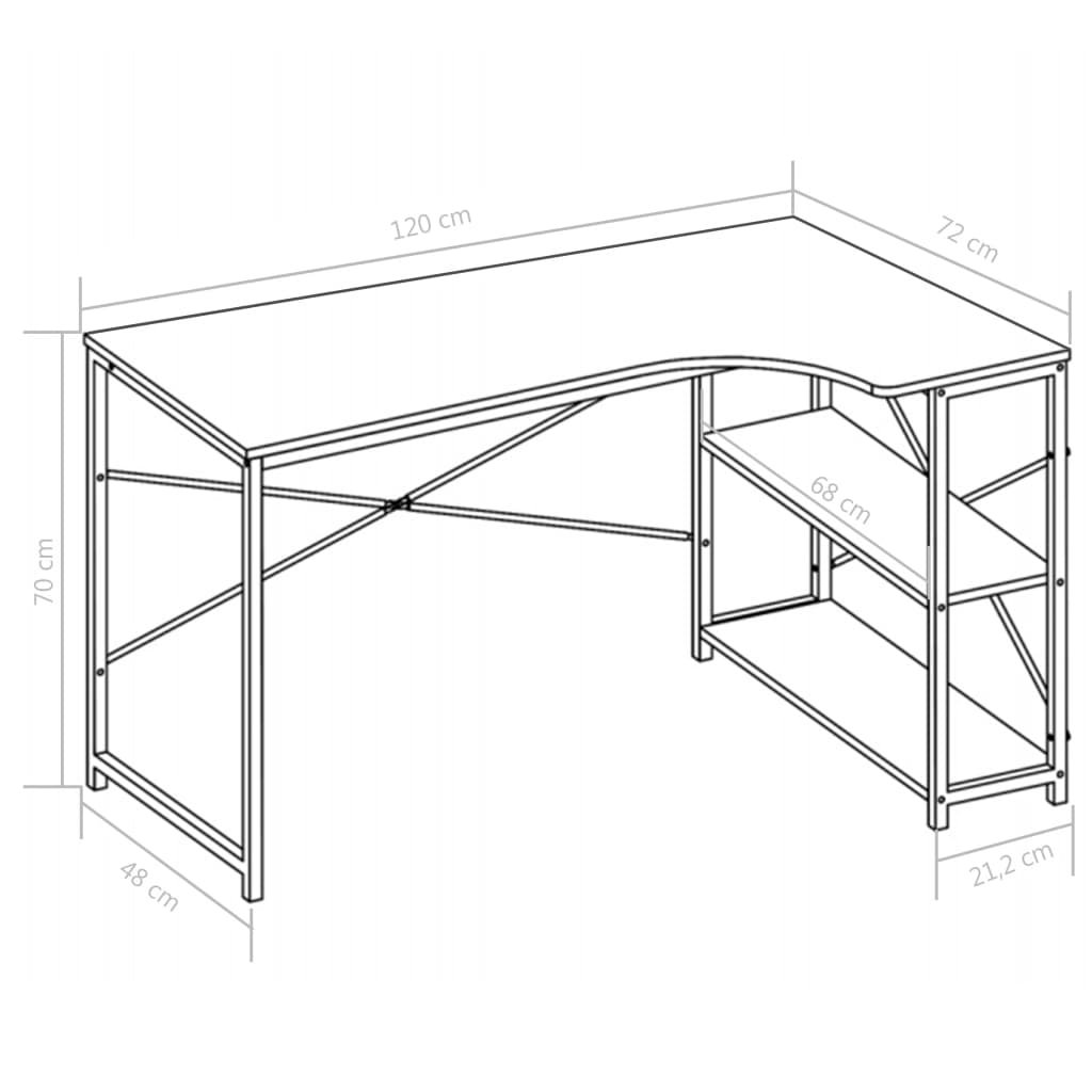 Tietokonepöytä 120x72x70 cm valkoinen ja tammi - Sisustajankoti.fi