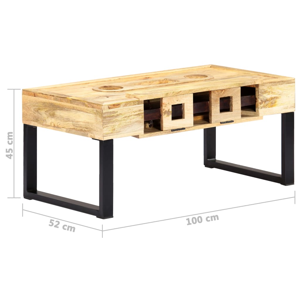 Sohvapöytä kasettityyli 100x52x45 cm täysi mangopuu - Sisustajankoti.fi