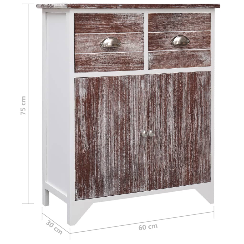 Sivukaappi ruskea ja valkoinen 60x30x75 cm keisaripuu - Sisustajankoti.fi