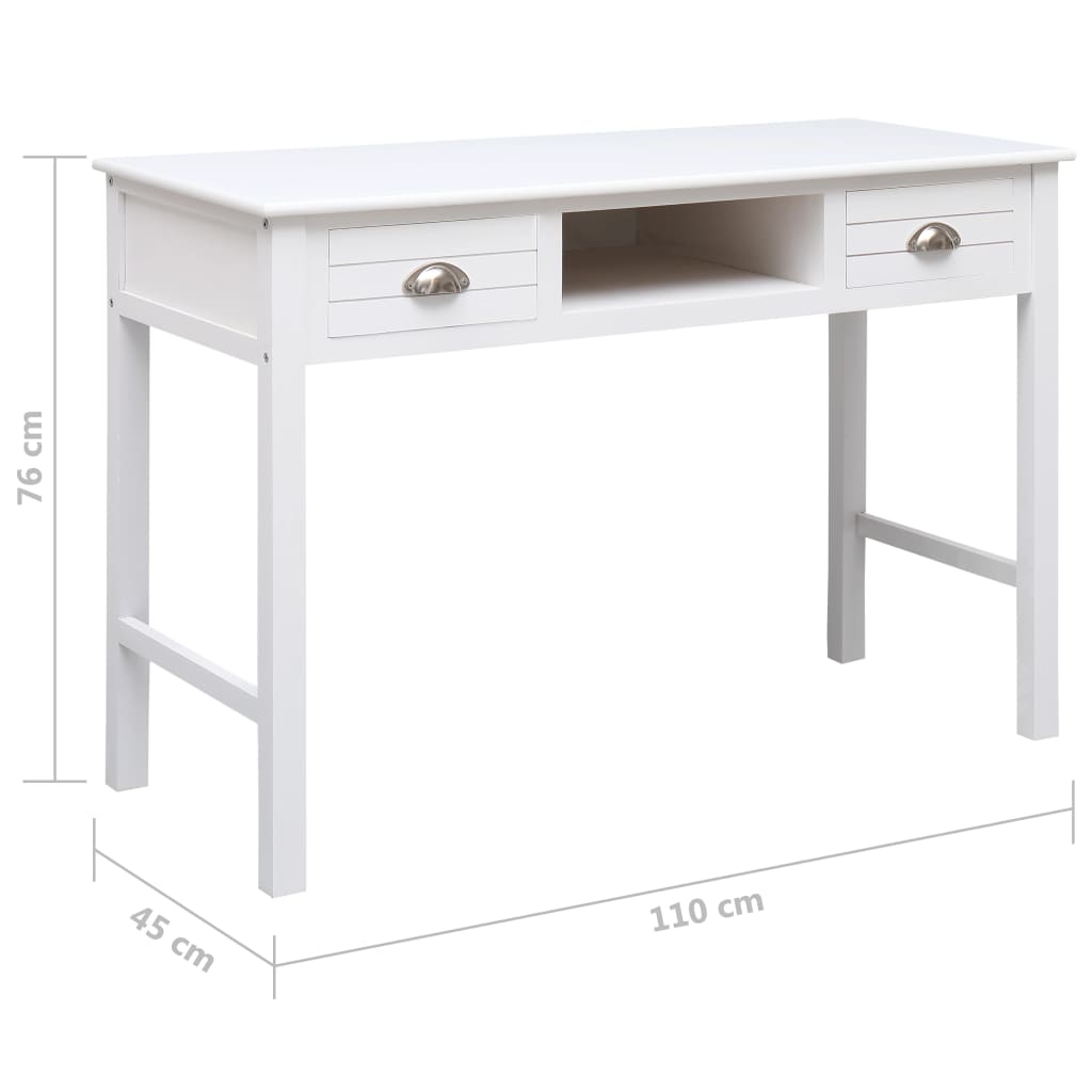 Kirjoituspöytä valkoinen 110x45x76 cm puinen - Sisustajankoti.fi