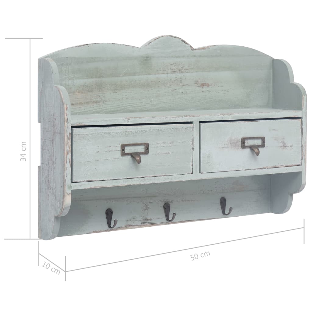 Seinälle kiinnitettävä naulakko vihreä 50x10x34 cm puu - Sisustajankoti.fi