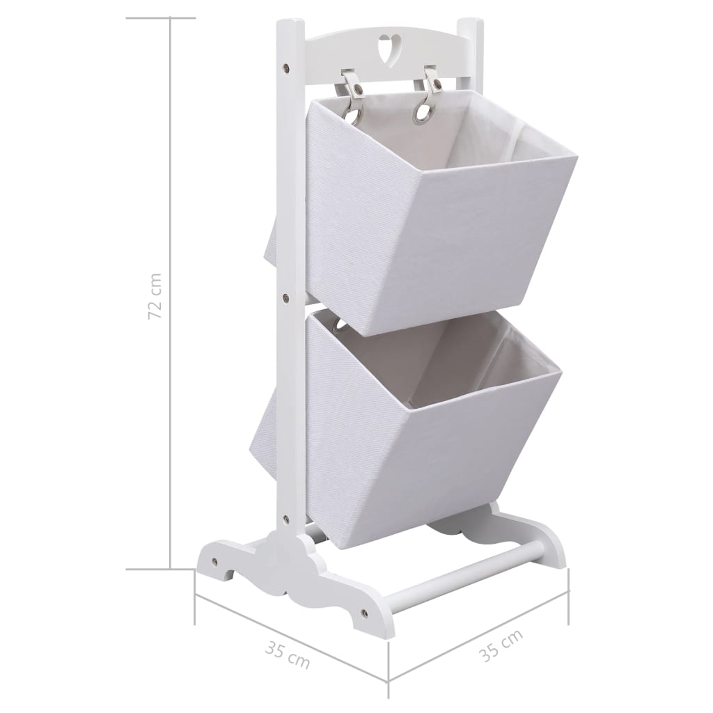 2-kerroksinen koriteline valkoinen 35x35x72 cm puu - Sisustajankoti.fi