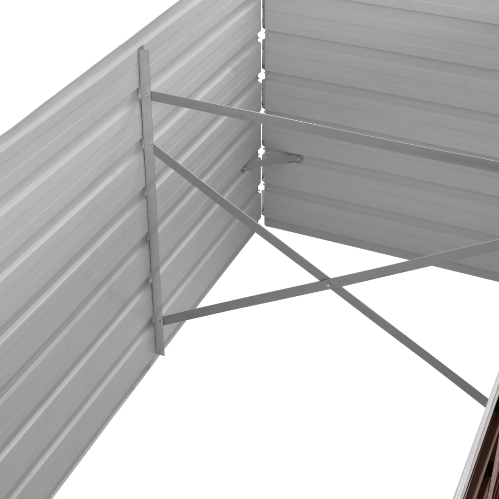 Korotettu kukkalaatikko ruskea 320x80x77 cm galvanoitu teräs - Sisustajankoti.fi