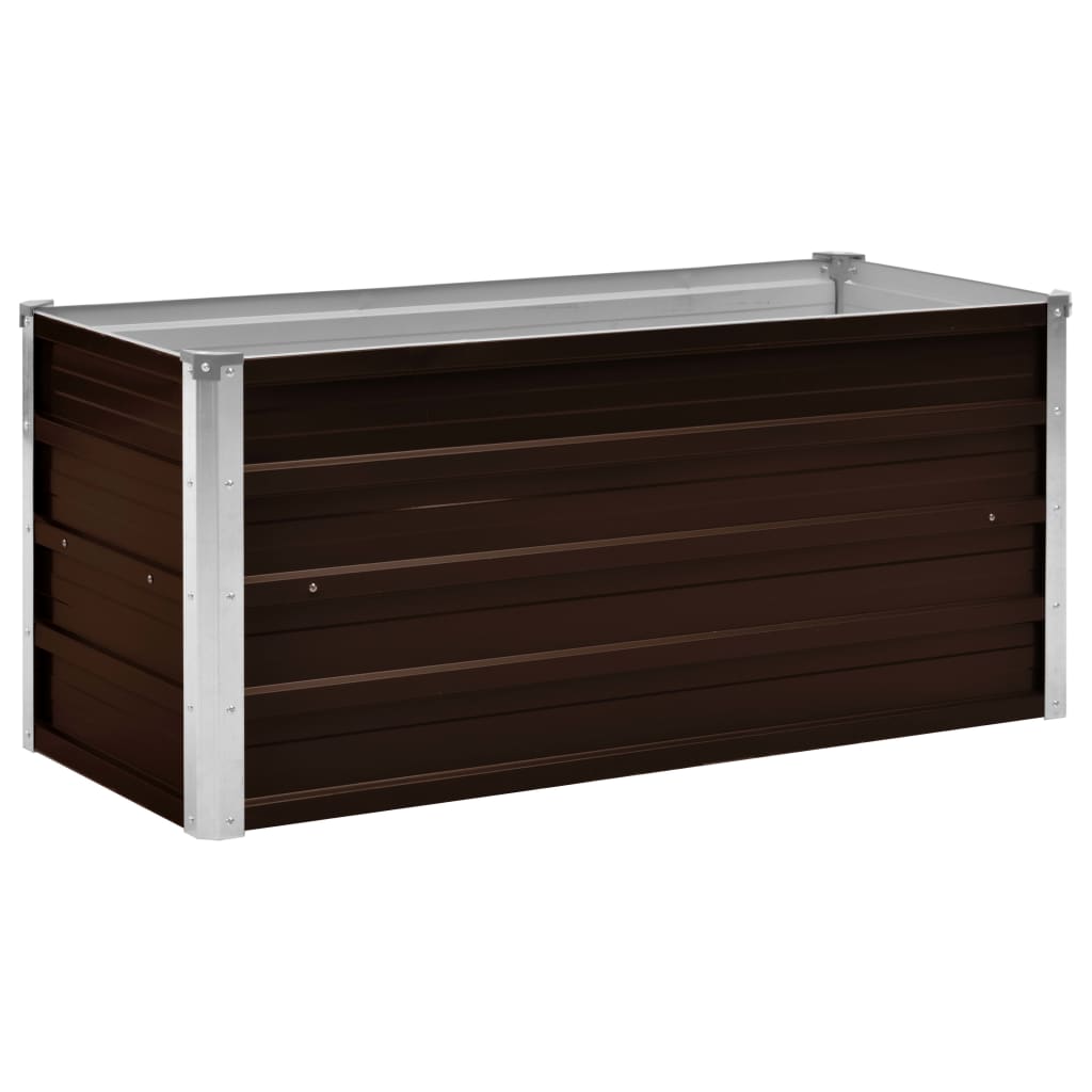 Korotettu kukkalaatikko ruskea 100x40x45 cm galvanoitu teräs - Sisustajankoti.fi