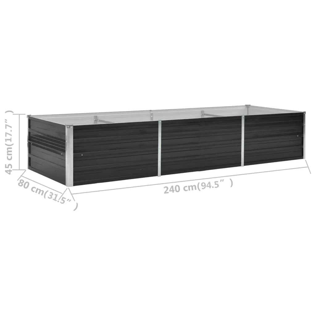 Korotettu kukkalaatikko antrasiitti 240x80x45 cm galv. teräs - Sisustajankoti.fi