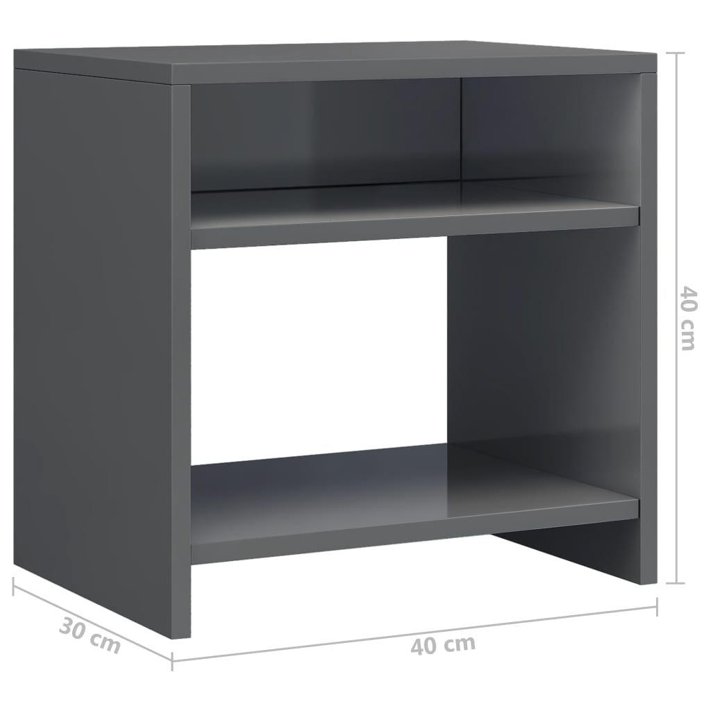 Yöpöydät 2kpl korkeakiilto harmaa 40x30x40 cm - Sisustajankoti.fi
