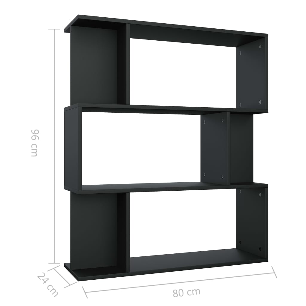 Kirjahylly/tilanjakaja musta 80x24x96 cm - Sisustajankoti.fi