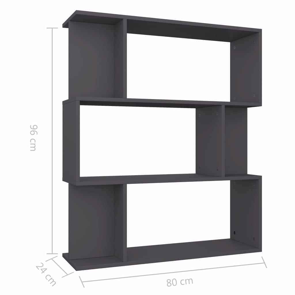 Kirjahylly/tilanjakaja harmaa 80x24x96 cm - Sisustajankoti.fi