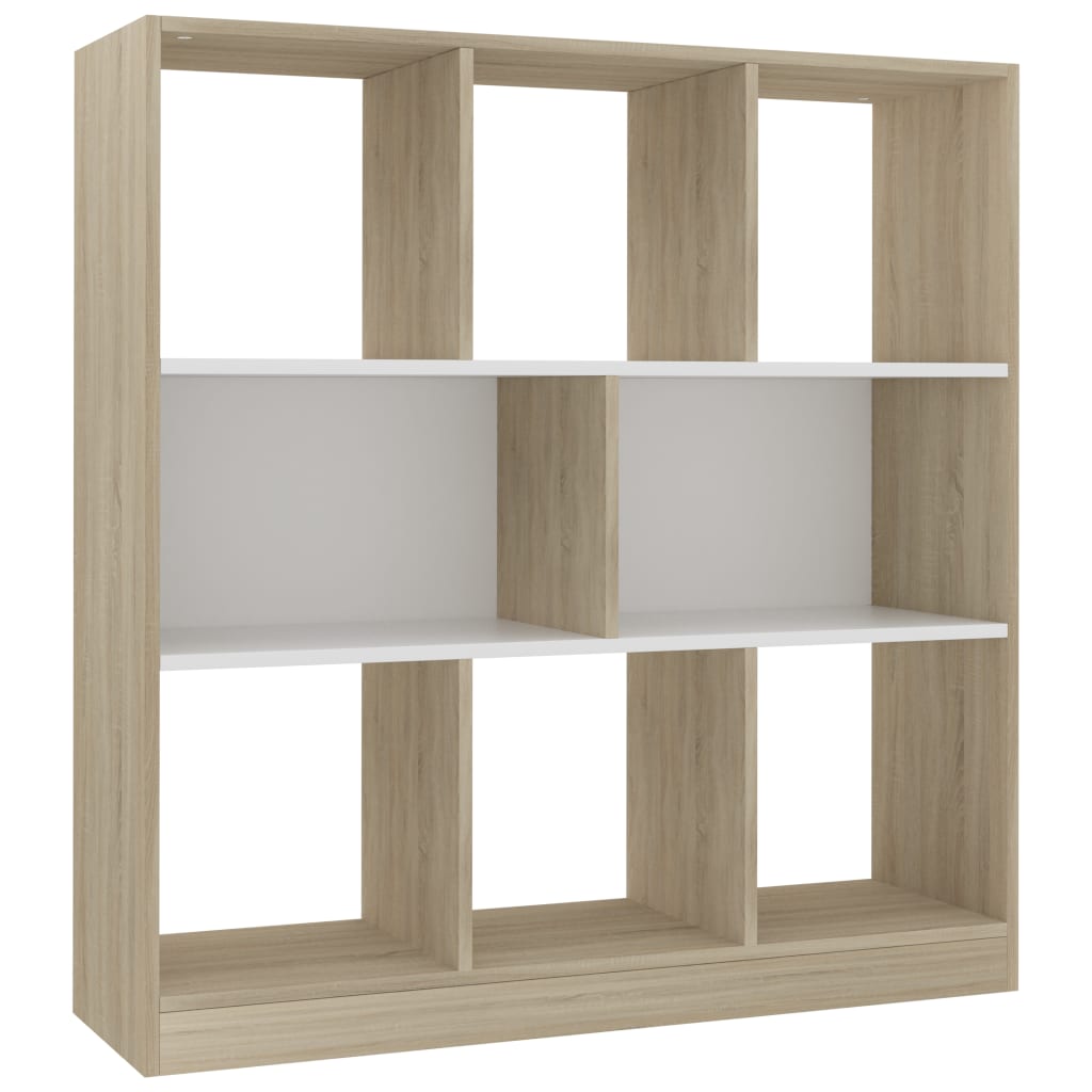 Kirjahylly valkoinen ja Sonoma tammi 97,5x29,5x100 cm - Sisustajankoti.fi