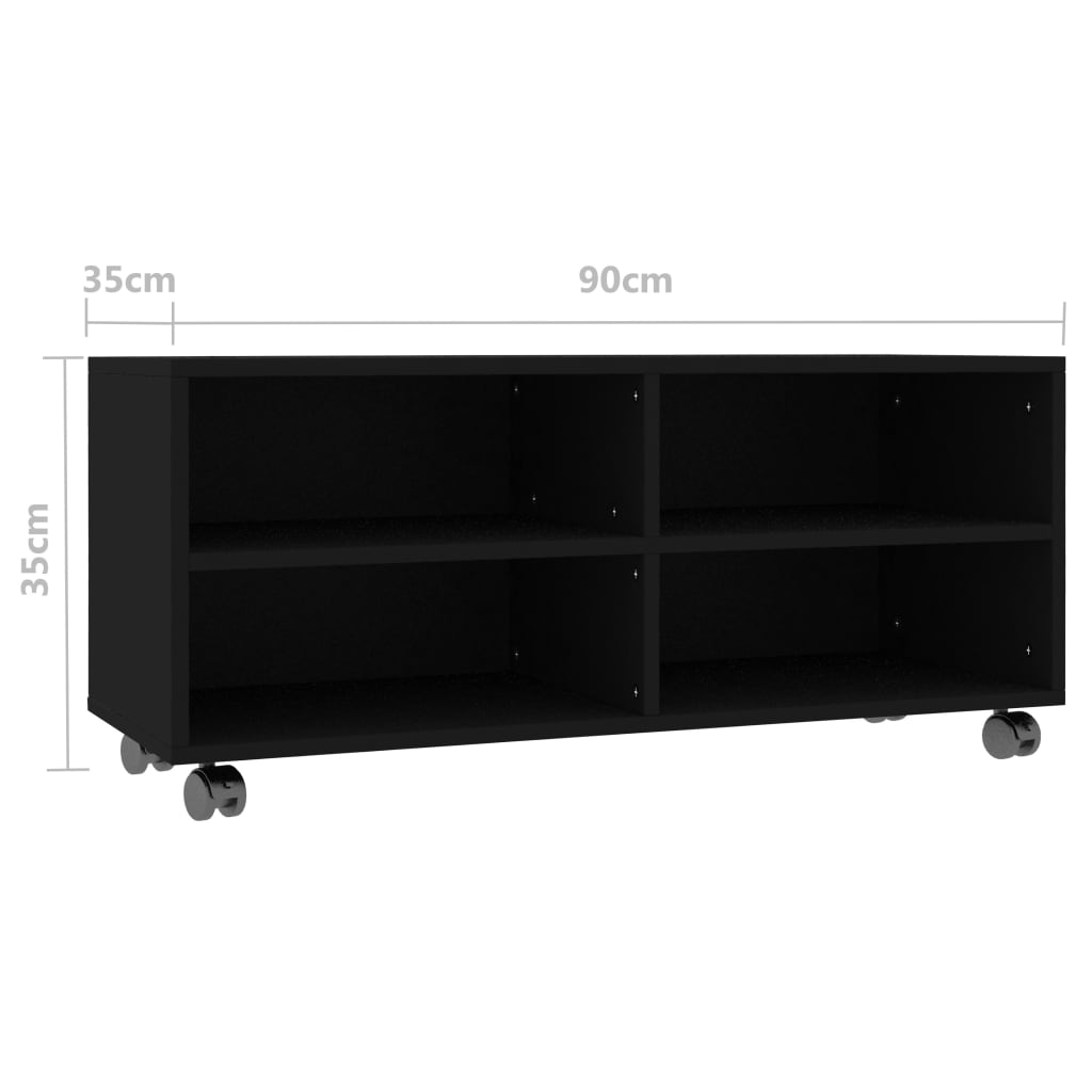 TV-taso rullapyörillä musta 90x35x35 cm - Sisustajankoti.fi