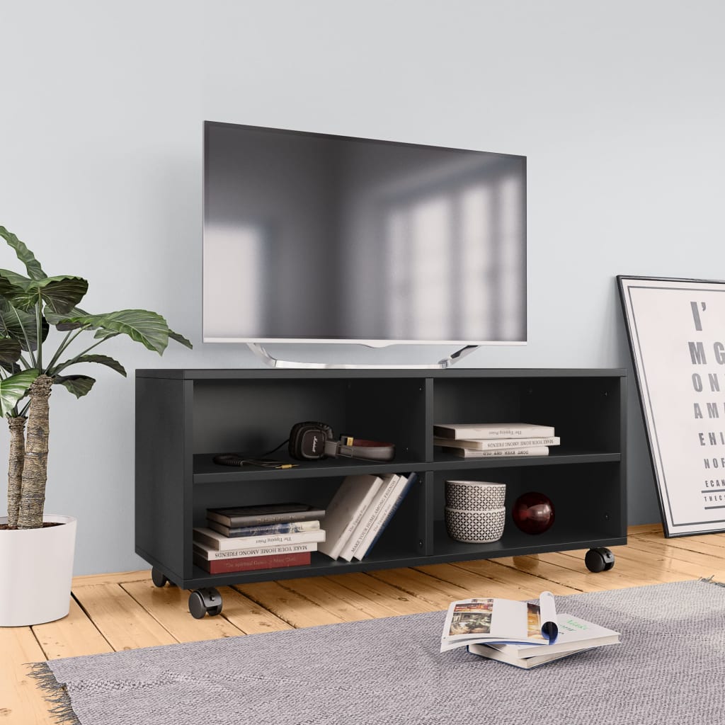 TV-taso rullapyörillä musta 90x35x35 cm - Sisustajankoti.fi