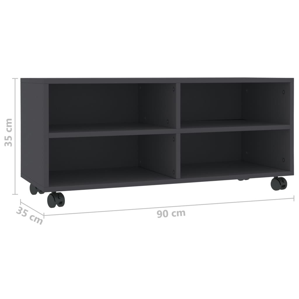 TV-taso rullapyörillä harmaa 90x35x35 cm - Sisustajankoti.fi