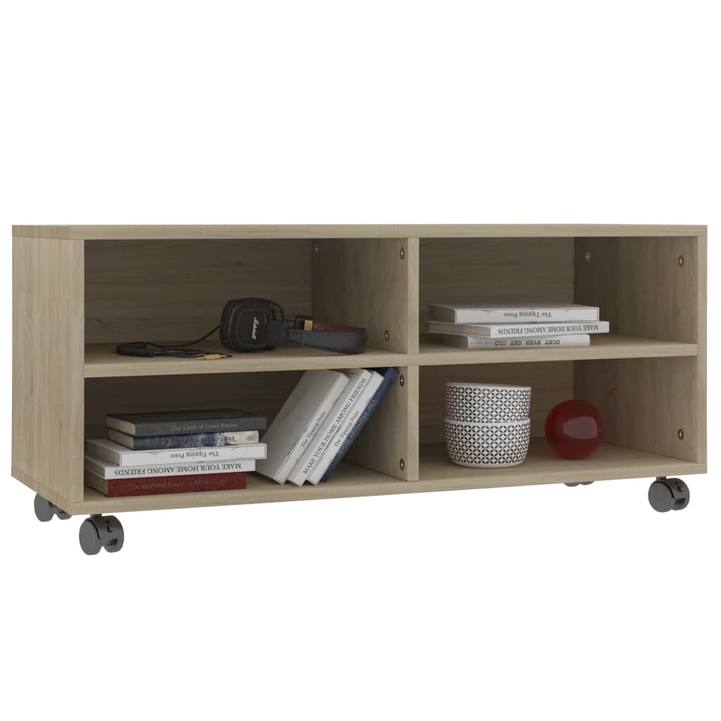 TV-taso rullapyörillä Sonoma-tammi 90x35x35 cm - Sisustajankoti.fi