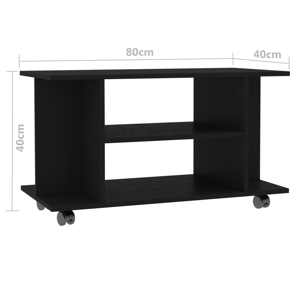 TV-taso rullapyörillä musta 80x40x40 cm - Sisustajankoti.fi