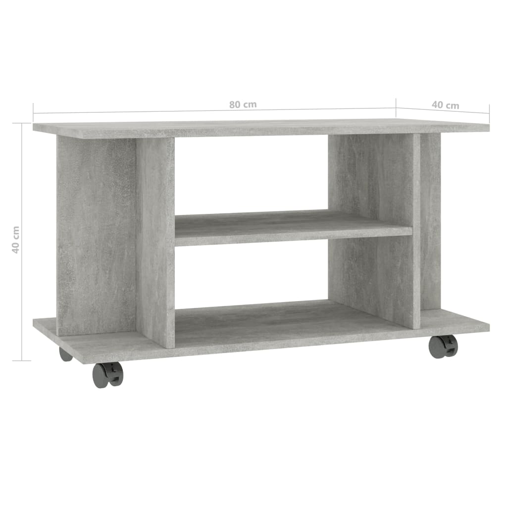 TV-taso rullapyörillä betoninharmaa 80x40x40 cm - Sisustajankoti.fi