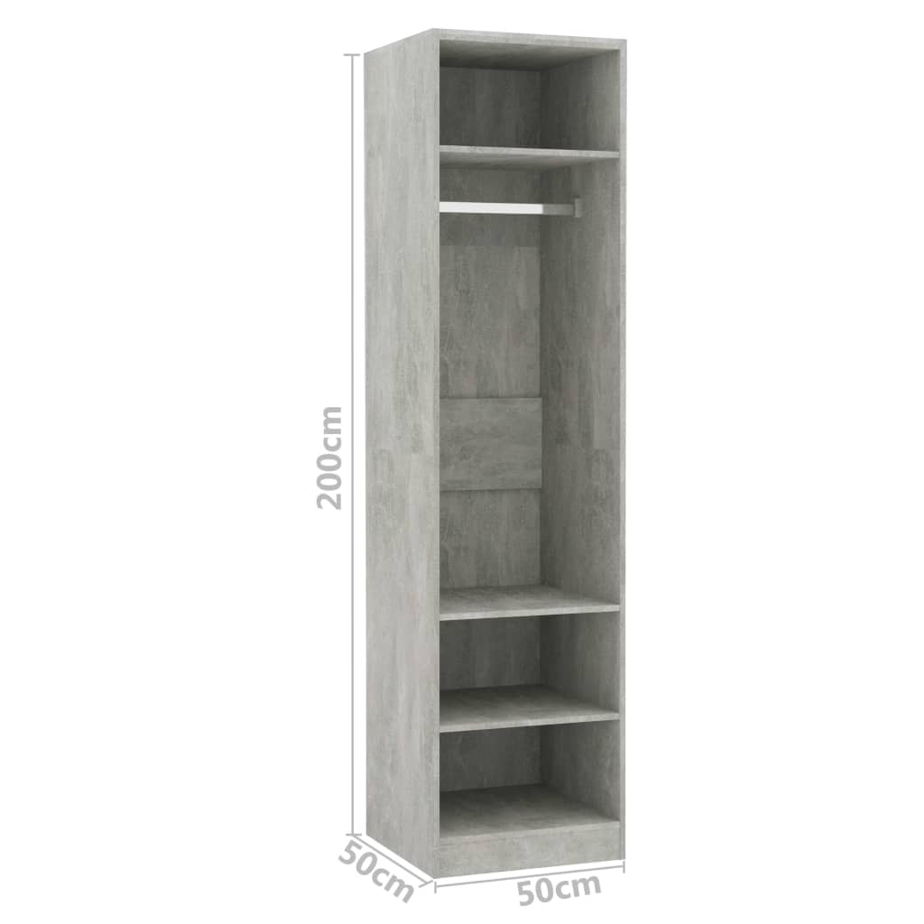 Vaatekaappi betoninharmaa 50x50x200 cm - Sisustajankoti.fi