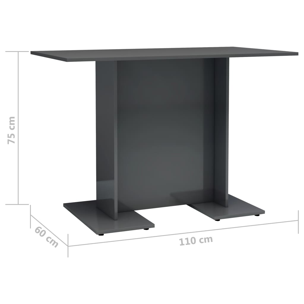 Ruokapöytä korkeakiilto harmaa 110x60x75 cm - Sisustajankoti.fi