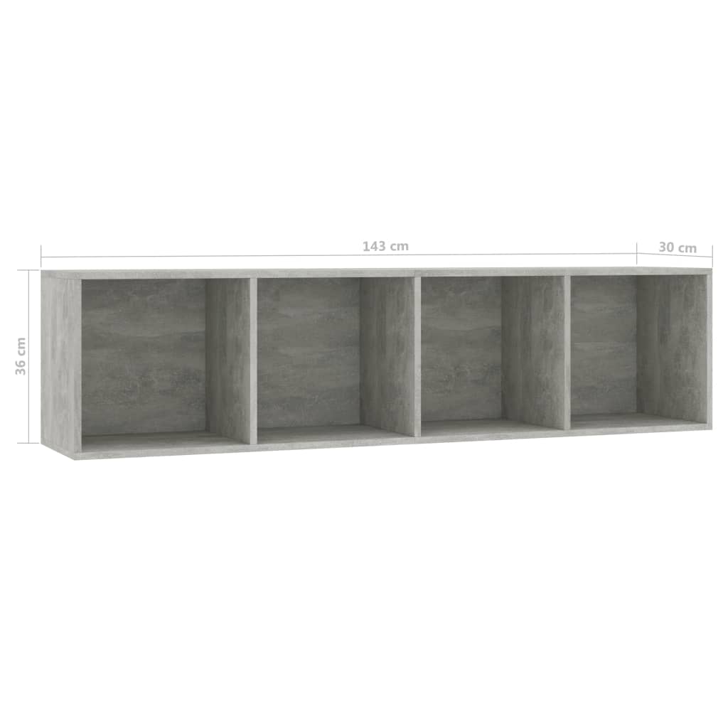 Kirjahylly/TV-taso betoninharmaa 143x30x36 cm - Sisustajankoti.fi