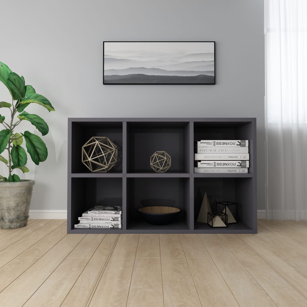 Kirjahylly/senkki korkeakiilto harmaa 66x30x97,8 cm - Sisustajankoti.fi