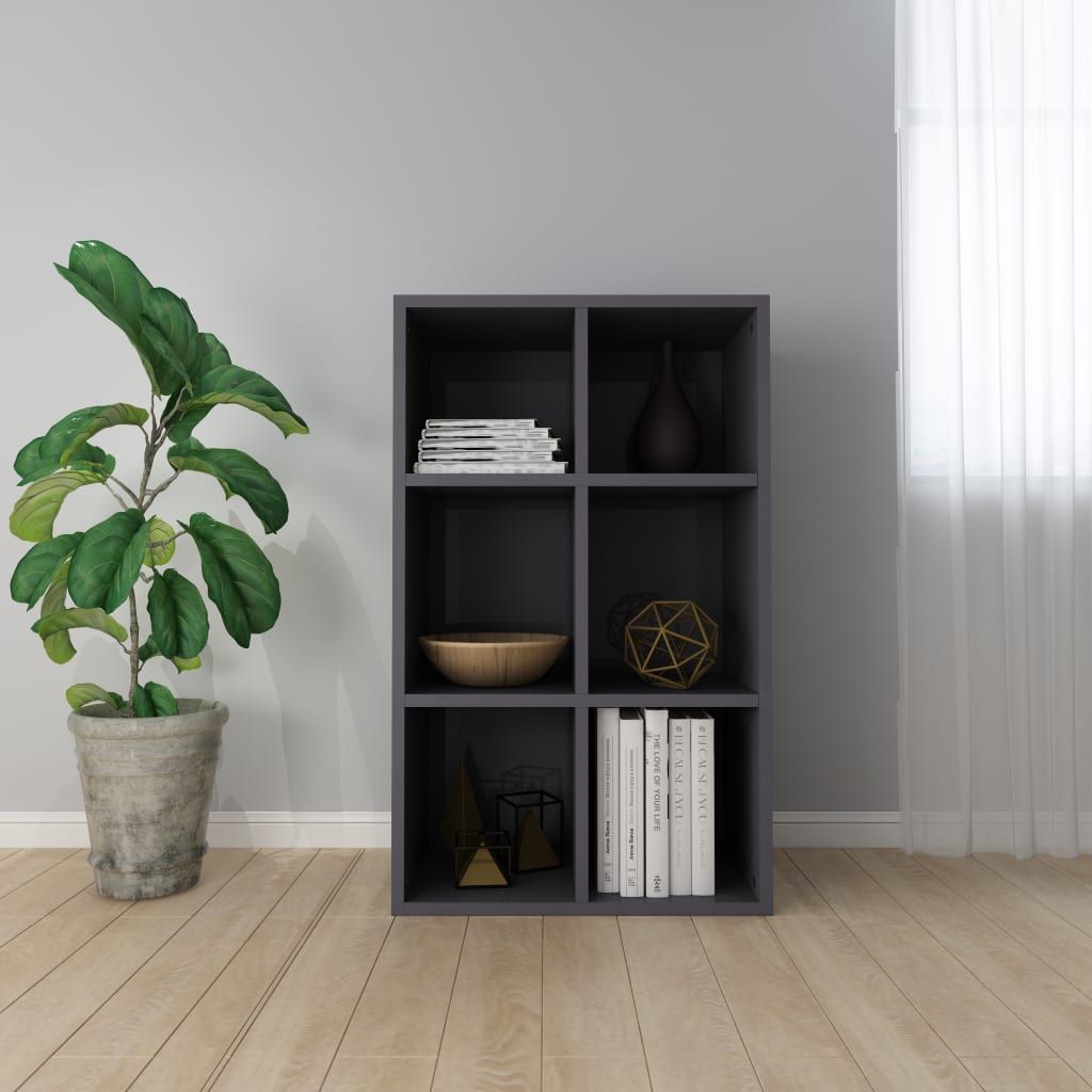 Kirjahylly/senkki korkeakiilto harmaa 66x30x97,8 cm - Sisustajankoti.fi