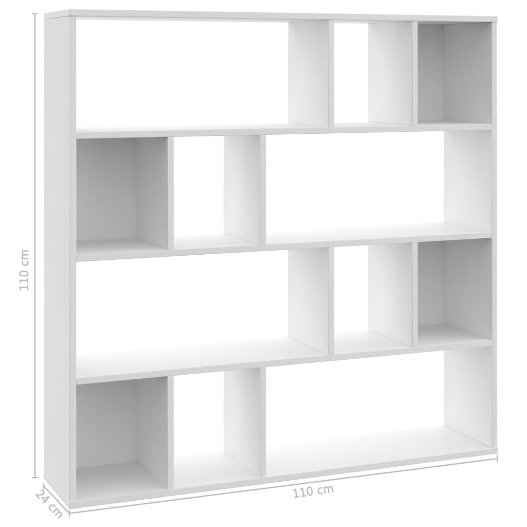 Tilanjakaja/kirjahylly valkoinen 110x24x110 cm - Sisustajankoti.fi