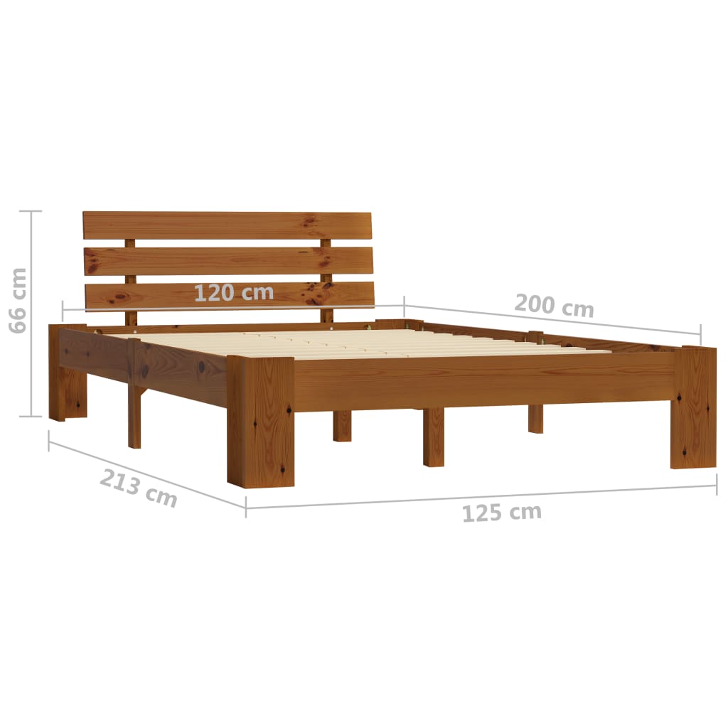 Sängynrunko hunajanruskea täysi mänty 120x200 cm - Sisustajankoti.fi